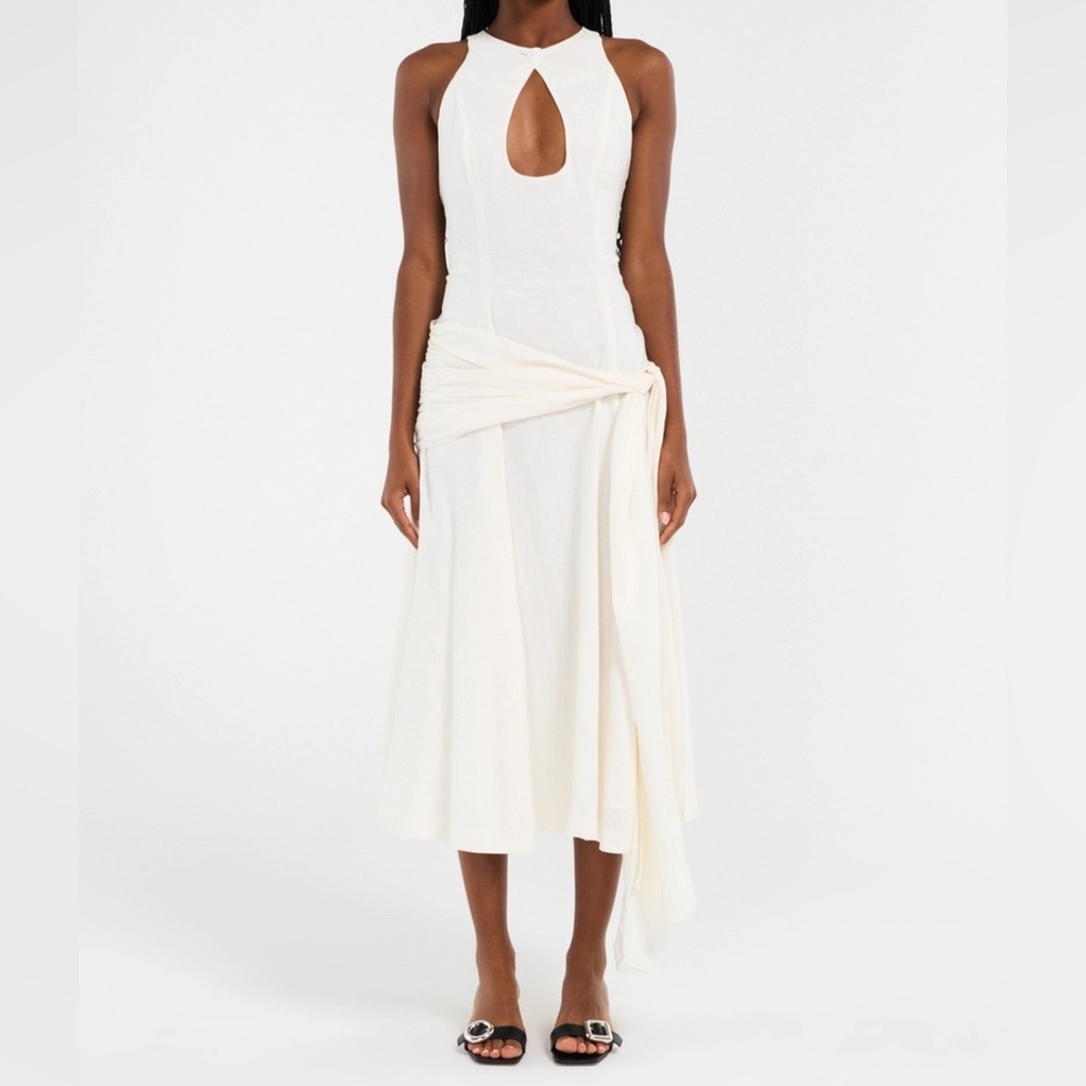Danielle Guizio Cream Keyhole Midi Dress